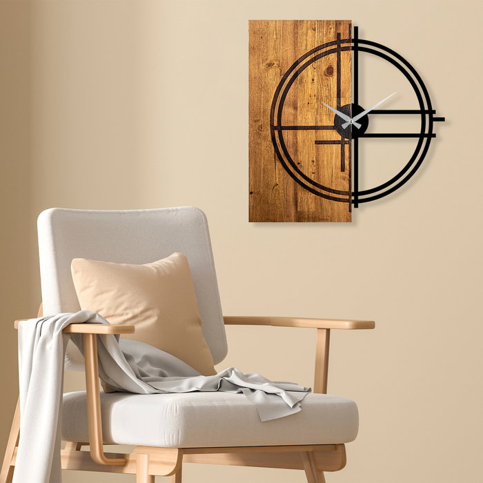Wallity Reloj de Pared Decorativo de Madera Nogal Claro y Negro